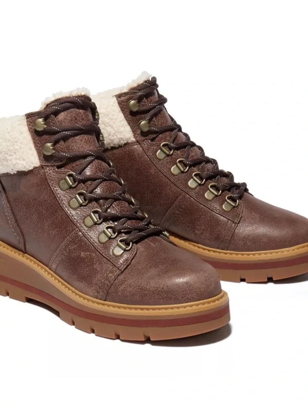 Timberland Brown Faux-Shearling Lace-Up Winter Boots